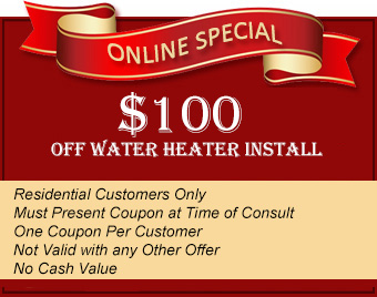 $100 off water heater install