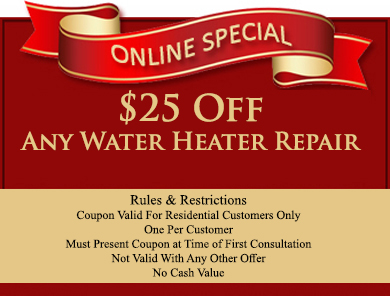 $25 off water heater repair